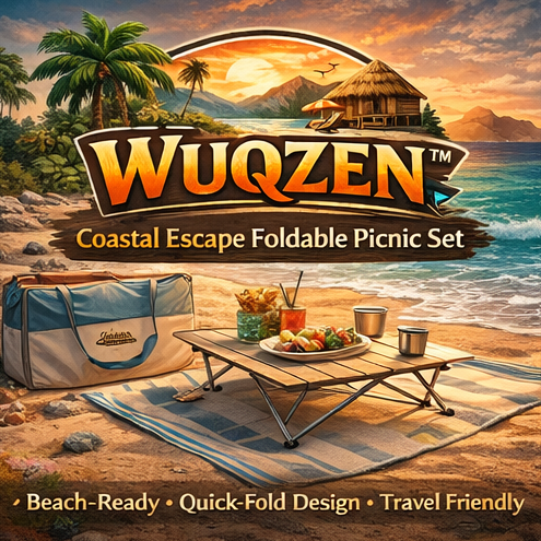 WUQZEN™ Coastal Escape Foldable Picnic Set – Beach Camping Kit, Portable Outdoor Dining Gear, Travel Leisure Essentials