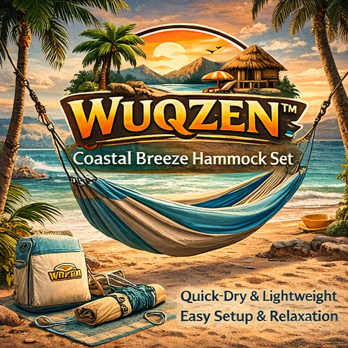 WUQZEN™ Coastal Breeze Hammock Set – Portable Outdoor Hanging Bed, Beach Relaxation Gear, Travel Camping Hammock