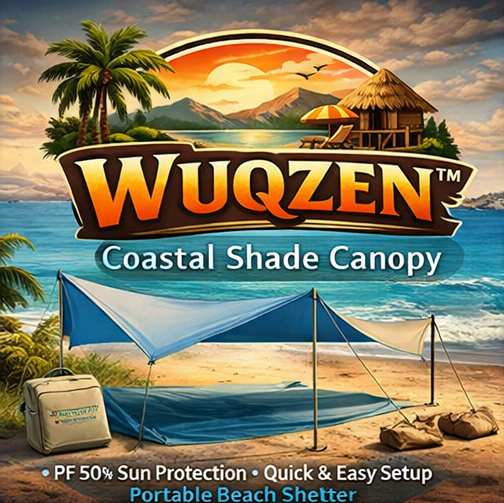 WUQZEN™ Coastal Shade Canopy – Beach Sun Shelter Tent, Portable UV Protection Canopy, Outdoor Leisure Shade System