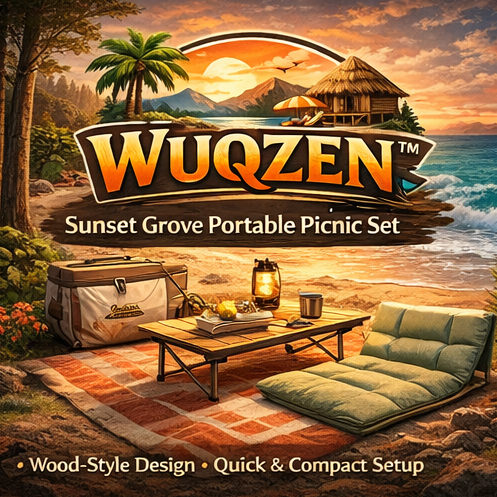 WUQZEN™ Sunset Grove Portable Picnic Set – Foldable Camping Dining Kit, Outdoor Leisure Gear, Travel-Friendly Setup