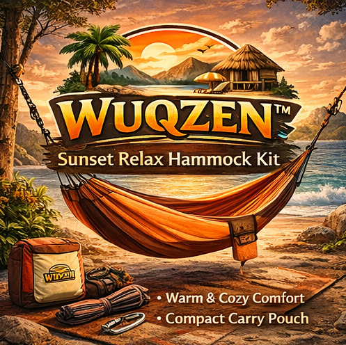 WUQZEN™ Sunset Relax Hammock Kit – Foldable Outdoor Lounge Hammock, Camping Sleep Gear, Travel Leisure Essential