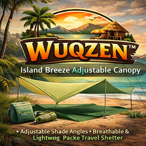 WUQZEN™ Island Breeze Adjustable Canopy – Multi-Angle Sun Shelter, Lightweight Outdoor Shade Tent, Vacation Gear